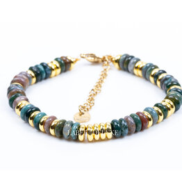 Label Deluxe Bijoux Label Deluxe armband LDLBRA000238 Bracelet Indiase agaat gold SS 17 + 5 CM