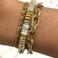 Label Deluxe Bijoux Label Deluxe armband LDLBRA000236 Bracelet Amazonite gold SS 17 + 5 CM