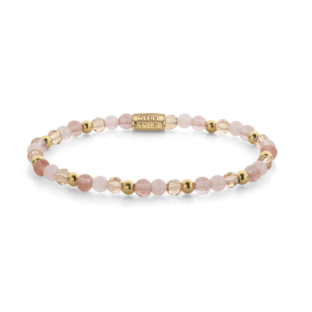 Rebel & Rose Rebel & Rose armband RR-40165-G-S Bracelet More Balls Than Most - Roses and Cherry Glam Rocks - 4 MM