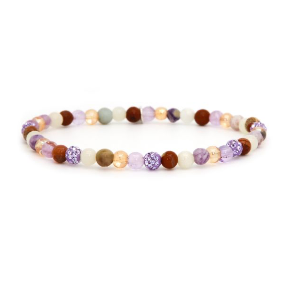 Karma Jewelry Karma jewelry armband 84601EL Bracelet Spiral Fiala Lavender crystal beads xxs elastic 4 MM