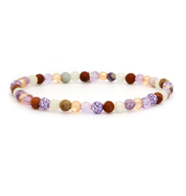 Karma Jewelry Karma jewelry armband 84601EL Bracelet Spiral Fiala Lavender crystal beads xxs elastic 4 MM