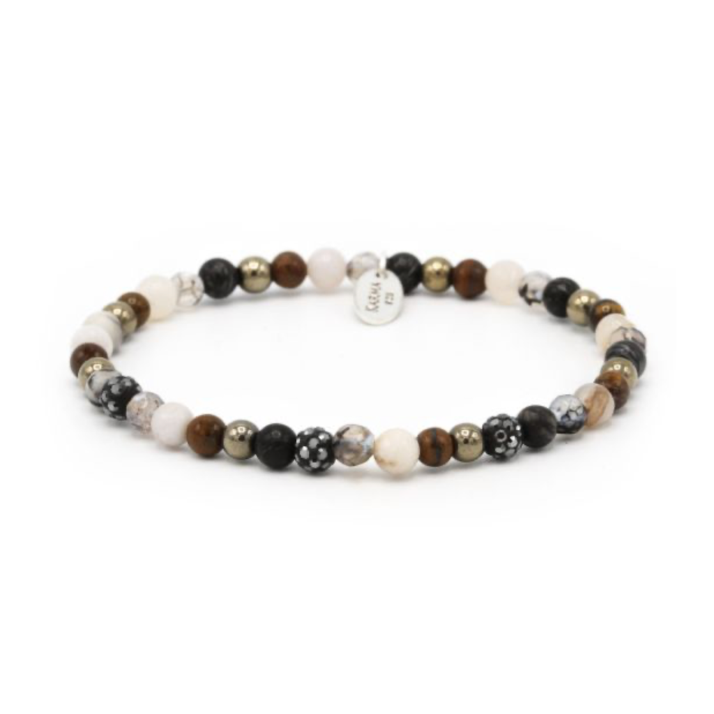 Karma Jewelry Karma jewelry armband 84369EL Bracelet Spiral Romance grey crystal beads xxs elastic 4 MM