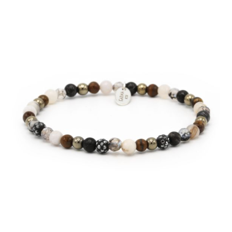 Karma Jewelry Karma jewelry armband 84369EL Bracelet Spiral Romance grey crystal beads xxs elastic 4 MM