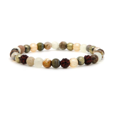 Karma Jewelry Karma Jewelry Armband 80028EL Bracelet Spriral Chasing leaves XS elastic red crystal 6 MM
