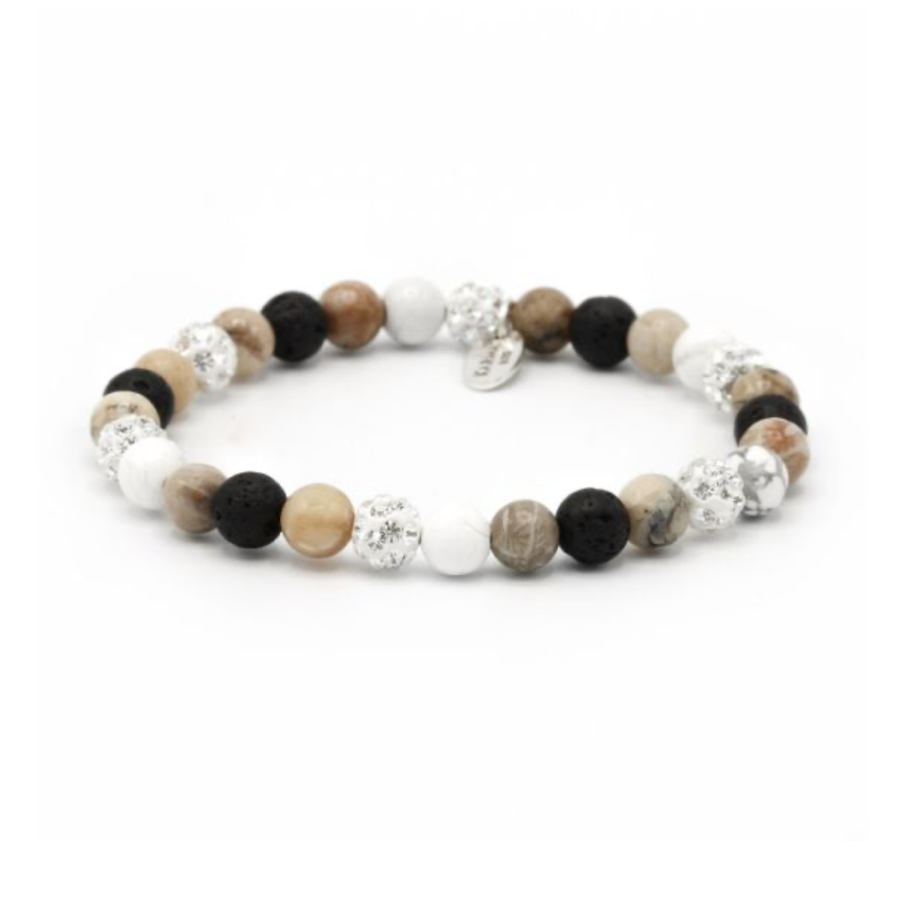 Karma Jewelry Karma Jewelry Armband 83564EL Bracelet Spriral Shot of Caramel leaves XS elastic white crystal 6 MM
