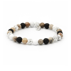 Karma Jewelry Karma Jewelry Armband 83564EL Bracelet Spriral Shot of Caramel leaves XS elastic white crystal 6 MM