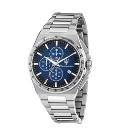 Maserati Maserati R8873653003 Velocita watch chronograph silver blue ( zilver blauw ) 41 MM - Heren horloge