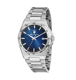 Maserati Maserati R8853153001 Velocita watch 3H silver blue ( zilver blauw ) 40 MM - Heren horloge