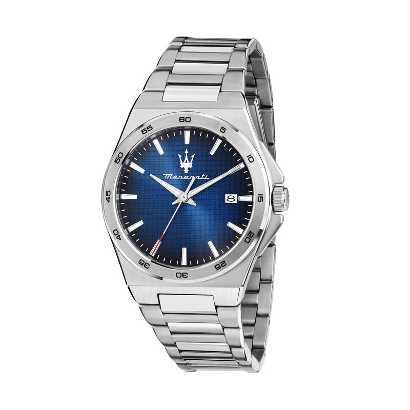 Maserati Maserati R8853153001 Velocita watch 3H silver blue ( zilver blauw ) 40 MM - Heren horloge