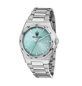 Maserati Maserati R8853153002 Velocita slim watch 3H silver light blue ( zilver licht blauw ) 40 MM - Heren horloge