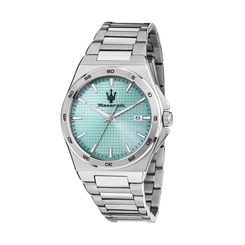 Maserati Maserati R8853153002 Velocita slim watch 3H silver light blue ( zilver licht blauw ) 40 MM - Heren horloge