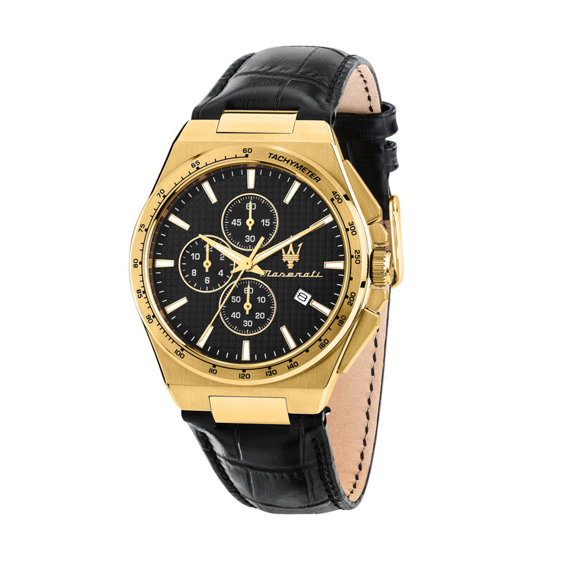 Maserati Maserati R8871653001 Velocita slim watch chronograph black gold ( zwart goud ) 41 MM - Heren horloge