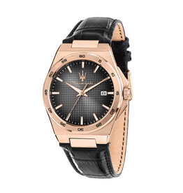 Maserati Maserati R8851153001 Velocita slim watch 3H black rose gold ( zwart rose goud ) 41 MM - Heren horloge