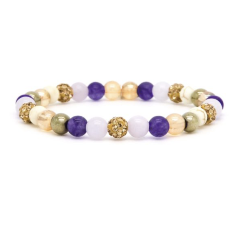 Karma Jewelry Karma Jewelry armband 80081EL Bracelet Beads Spiral Lavany XS Elastic (gold crystal) 6 MM
