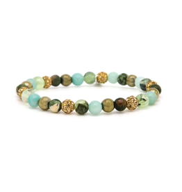 Karma Jewelry Karma Jewelry Armband 80145EL Bracelet Spriral Willow XS elastic gold green crystal 6 MM