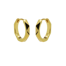 Karma Jewelry Karma Jewelry oorbellen H171GP Earrings hinged  hoops Facet 925 Silver 14K gold plated 13 mm