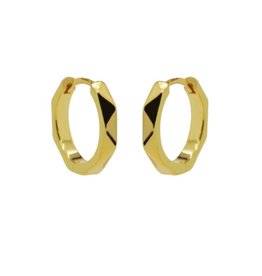 Karma Jewelry Karma Jewelry oorbellen H171GP Earrings hinged  hoops Facet 925 Silver 14K gold plated 13 mm
