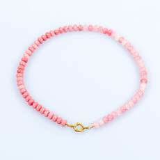Label Deluxe Bijoux Label Deluxe ketting LDLKE00058 Necklace Mika Raspberry pink SS gold 46 CM