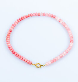 Label Deluxe Bijoux Label Deluxe ketting LDLKE00058 Necklace Mika Raspberry pink SS gold 46 CM