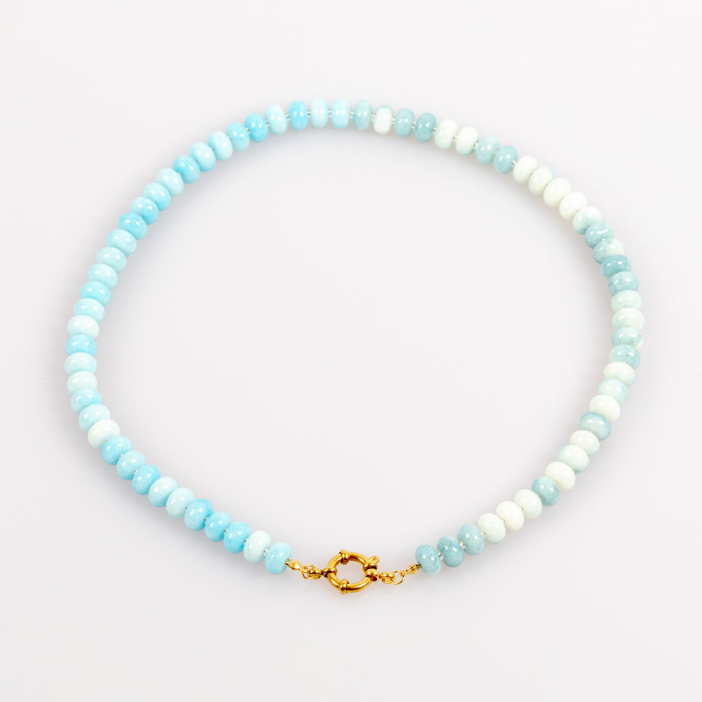 Label Deluxe Bijoux Label Deluxe ketting LDLKE00062 Necklace Mika Blue SS gold 46 CM