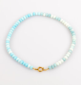 Label Deluxe Bijoux Label Deluxe ketting LDLKE00062 Necklace Mika Blue SS gold 46 CM