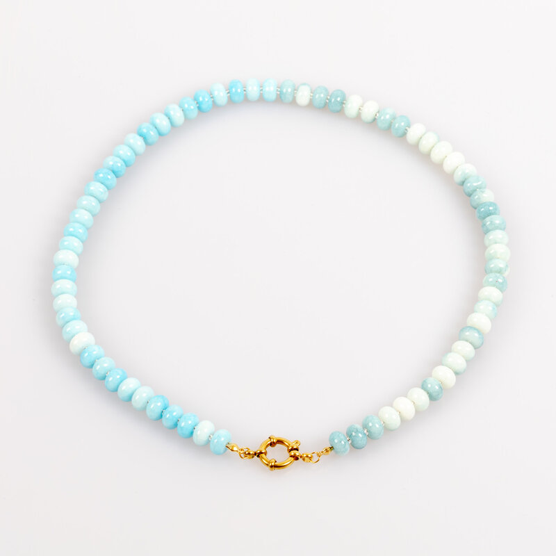 Label Deluxe Bijoux Label Deluxe ketting LDLKE00062 Necklace Mika Blue SS gold 46 CM