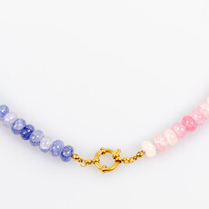 Label Deluxe Bijoux Label Deluxe ketting LDLKE00065 Necklace Mika rainbow darkpink purple blue gold 46 CM