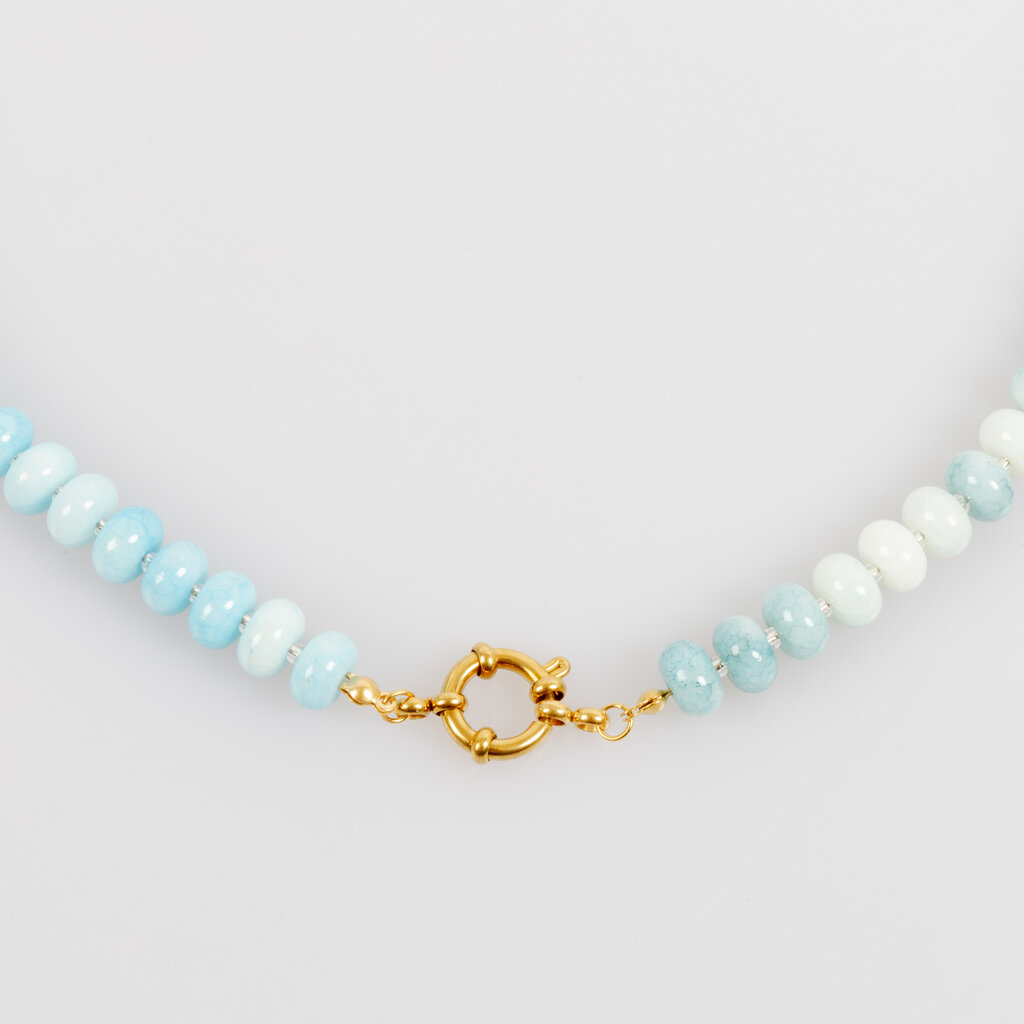 Label Deluxe Bijoux Label Deluxe ketting LDLKE00062 Necklace Mika Blue SS gold 46 CM