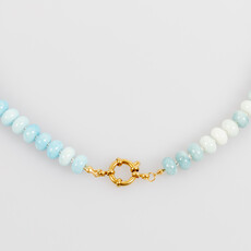 Label Deluxe Bijoux Label Deluxe ketting LDLKE00062 Necklace Mika Blue SS gold 46 CM