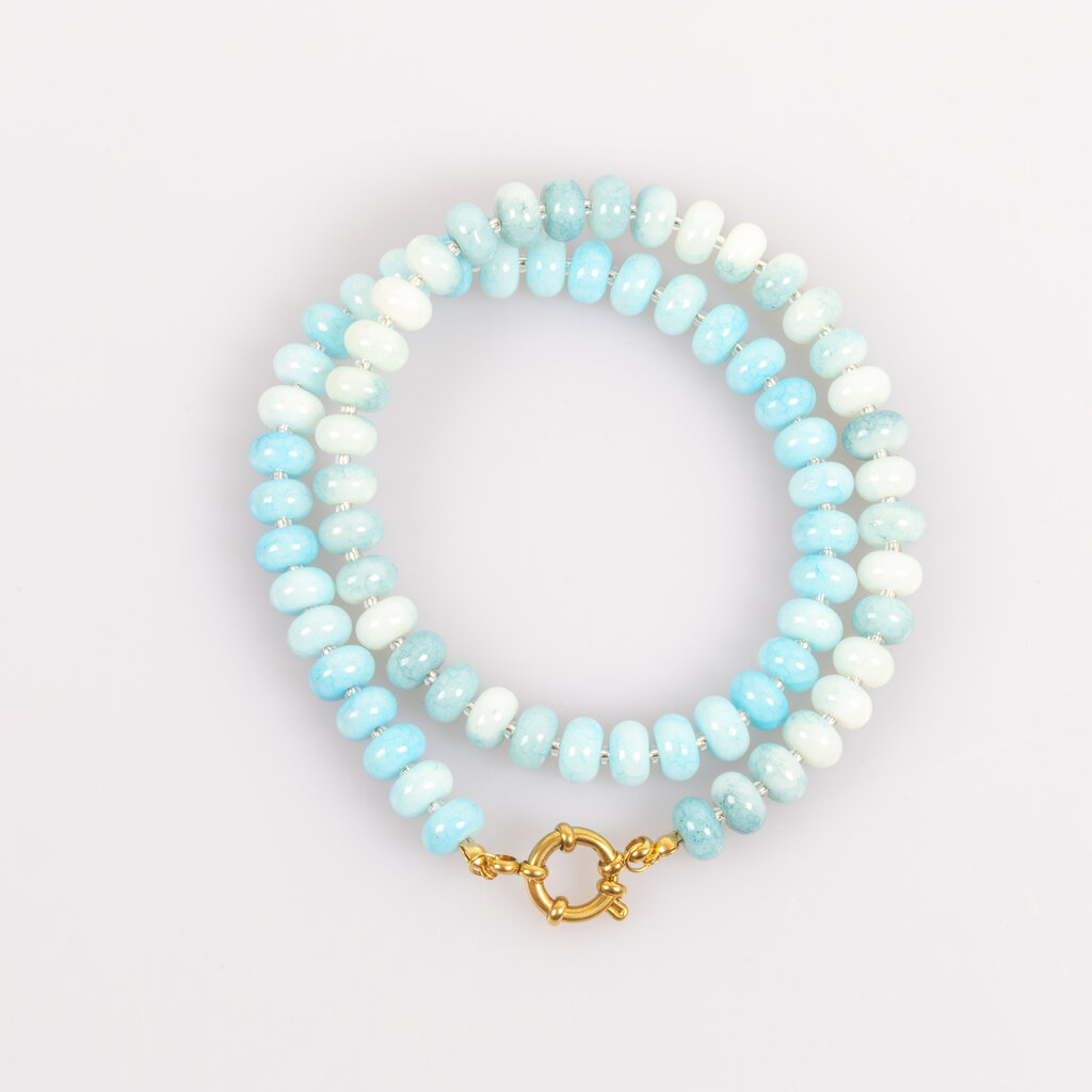 Label Deluxe Bijoux Label Deluxe ketting LDLKE00062 Necklace Mika Blue SS gold 46 CM