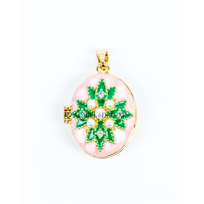 Label Deluxe Bijoux Labe Deluxe hanger LDL00292 Pendant Medaillon pinkgreen star 2 CM