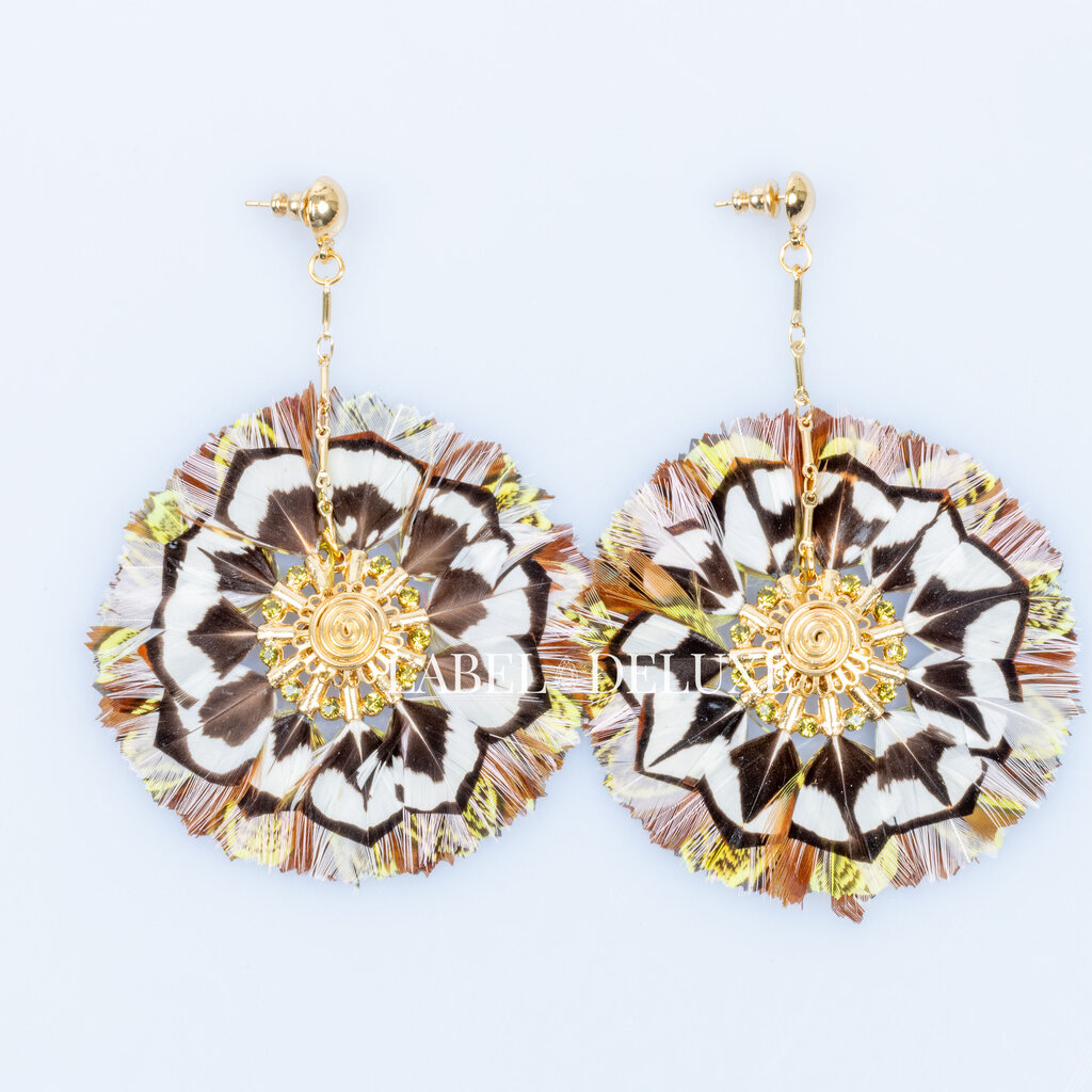 Gas Bijoux Jewelry Gas Bijoux oorbellen 377108 Earrings Icone Sun Beige green brown gold 9 CM