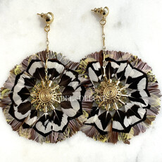 Gas Bijoux Jewelry Gas Bijoux oorbellen 377108 Earrings Icone Sun Beige green brown gold 9 CM