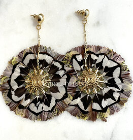 Gas Bijoux Jewelry Gas Bijoux oorbellen 377108 Earrings Icone Sun Beige green brown gold 9 CM