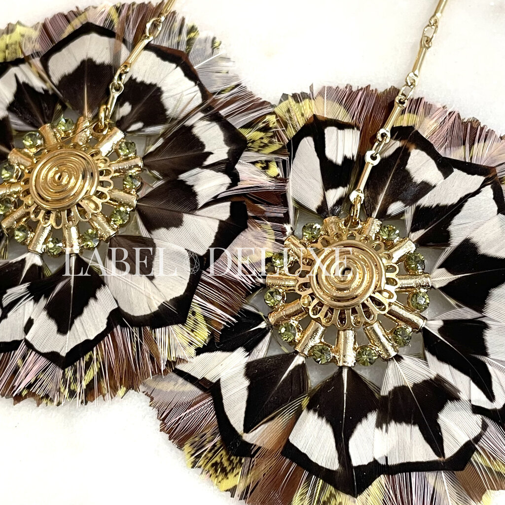 Gas Bijoux Jewelry Gas Bijoux oorbellen 377108 Earrings Icone Sun Beige green brown gold 9 CM