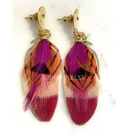 Gas Bijoux Jewelry Gas Bijoux oorbellen 162160 Sao feather earrings small size pink red orange gold 7 CM
