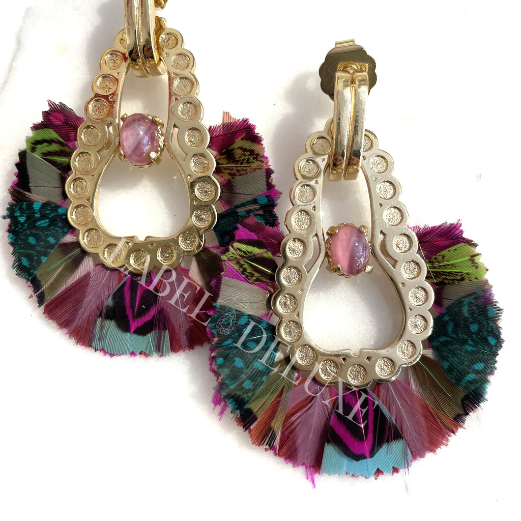 Gas Bijoux Jewelry Gas Bijoux oorbellen 653248 Earrings Fortaleza Pink blue gold 6.5 CM