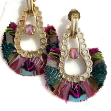 Gas Bijoux Jewelry Gas Bijoux oorbellen 653248 Earrings Fortaleza Pink blue gold 6.5 CM