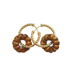 Bauer Basics Bauer Basics oorbel hangers half edelsteen gedraaid rond tiger oog 2 CM