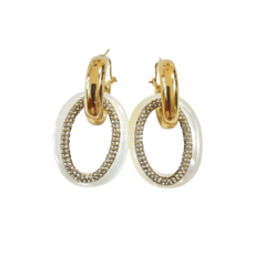 Bauer Basics Bauer Basics oorbel hangers ovaal zirkonia steentjes M 3,5 CM