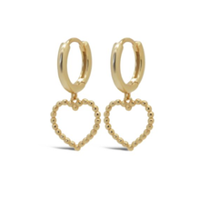 Karma Jewelry Karma Jewelry oorbellen A170GP Earrings hoops Milly open hearts 925 silver gold plated 28 MM