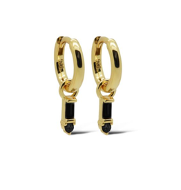 Karma Jewelry Karma Jewelry oorbellen A147GP_BL Earrings hoops Emmy black 925 silver gold plated 22 MM