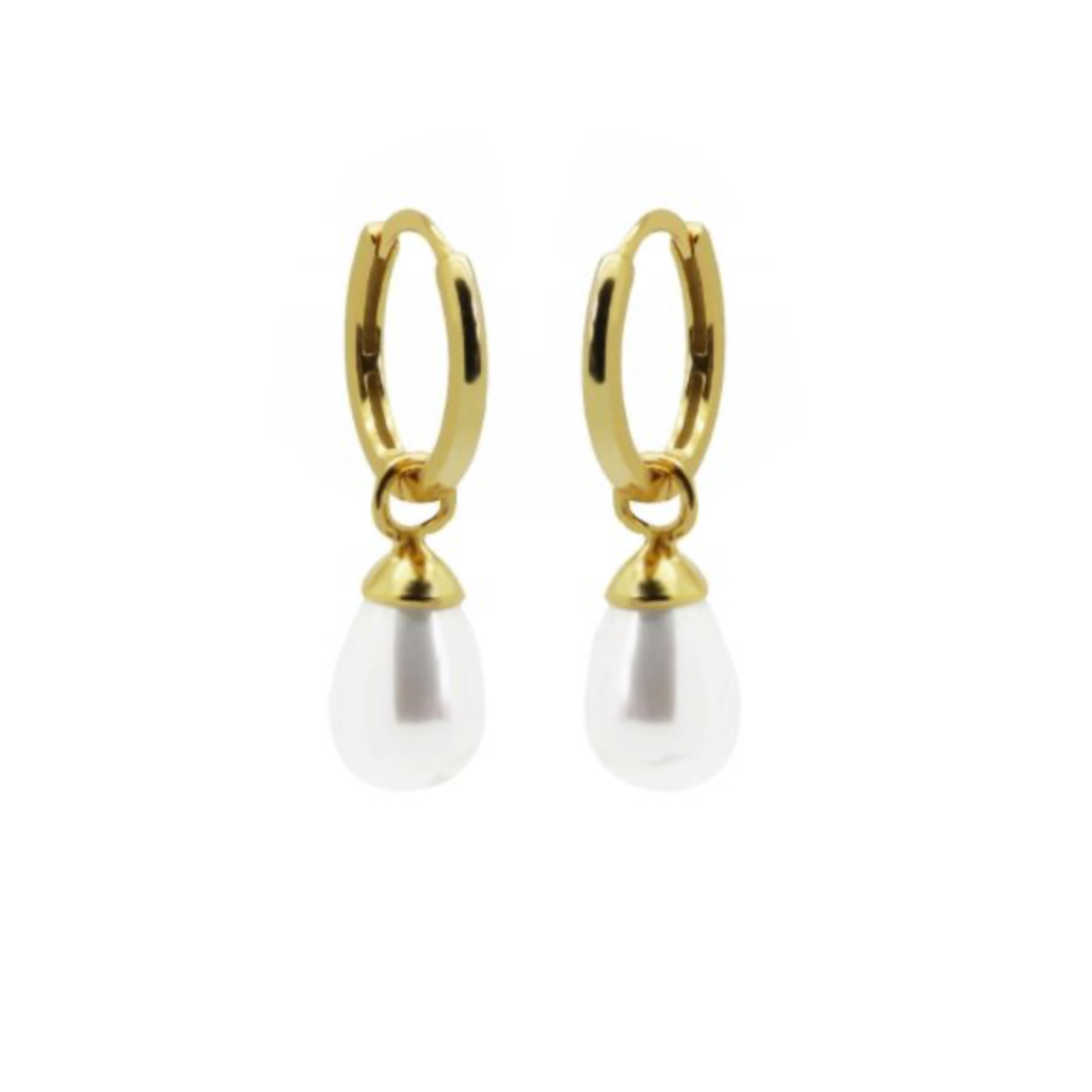 Karma Jewelry Karma Jewelry oorbellen A82GP Hoops Gem pearl 925 Silver gold plated 24 MM