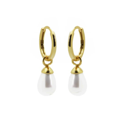 Karma Jewelry Karma Jewelry oorbellen A82GP Hoops Gem pearl 925 Silver gold plated 24 MM