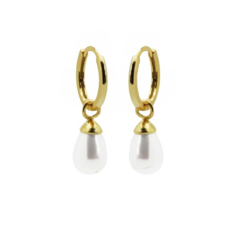 Karma Jewelry Karma Jewelry oorbellen A82GP Hoops Gem pearl 925 Silver gold plated 24 MM