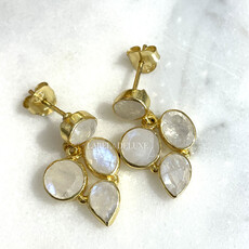 Label Deluxe Collection Label Deluxe oorbellen LDLGO2022MOO earrings white Moonstone silver 925 gold plated 2,2 cm