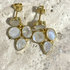 Label Deluxe Collection Label Deluxe oorbellen LDLGO2022MOO earrings white Moonstone silver 925 gold plated 2,2 cm