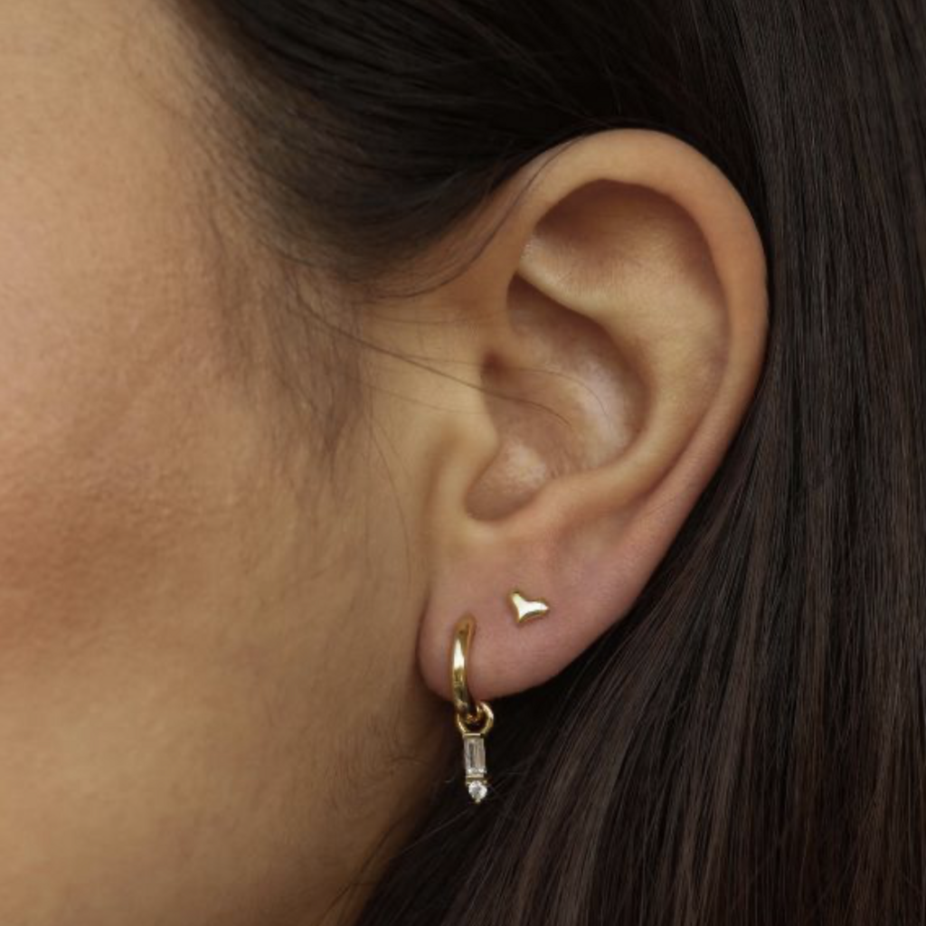 Karma Jewelry Karma Jewelry oorbellen A147GP_BL Earrings hoops Emmy black 925 silver gold plated 22 MM