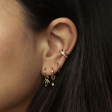 Karma Jewelry Karma Jewelry oorbellen A147GP_BL Earrings hoops Emmy black 925 silver gold plated 22 MM