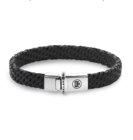 Rebel & Rose Rebel & Rose armband RR-L0161-S-LBracelet Mastery Collection - Woven Black leather 925 sterling silver